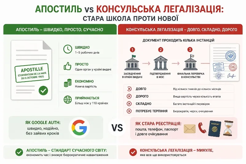 Апостиль vs консульської легалізації