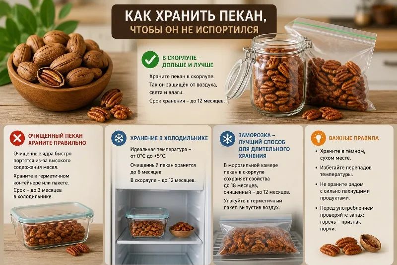 Как хранить пекан
