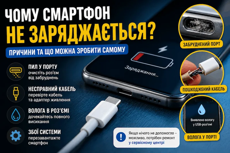 Чому смартфон перестав заряджатися